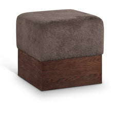 Havre Brown Velour Fur Fabric Ottoman/Stool