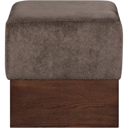 Havre Brown Velour Fur Fabric Ottoman/Stool