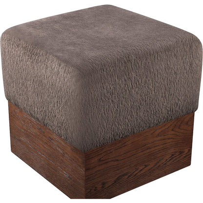 Havre Brown Velour Fur Fabric Ottoman/Stool