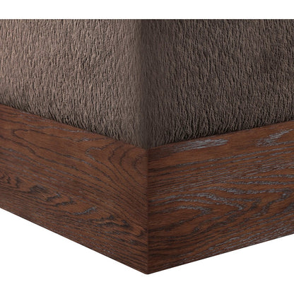 Havre Brown Velour Fur Fabric Ottoman/Stool