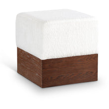 Havre Cream Velour Fur Fabric Ottoman/Stool