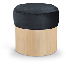 Nimes Black Velour Fur Fabric Ottoman/Stool