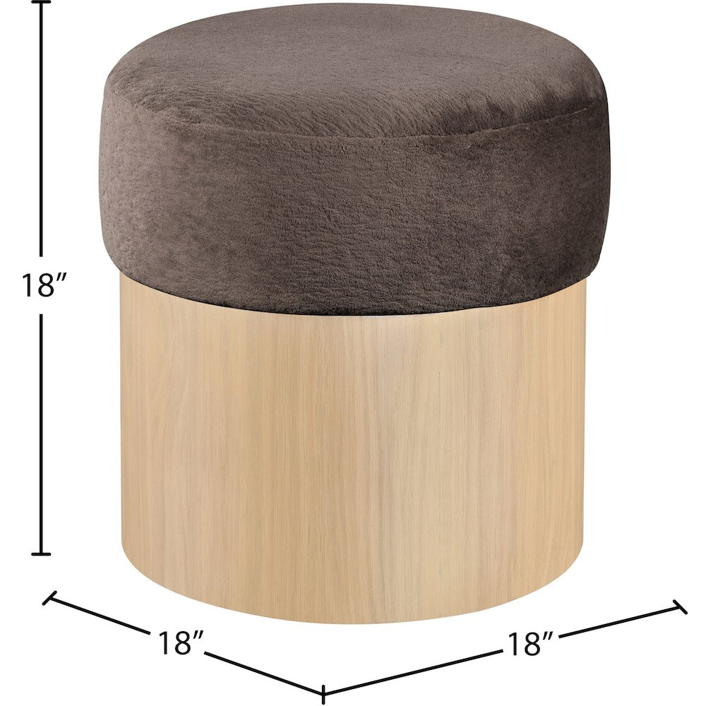 Nimes Brown Velour Fur Fabric Ottoman/Stool