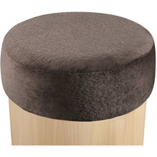 Nimes Brown Velour Fur Fabric Ottoman/Stool