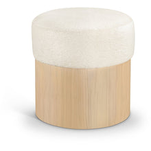 Nimes Cream Velour Fur Fabric Ottoman/Stool