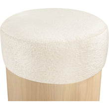 Nimes Cream Velour Fur Fabric Ottoman/Stool