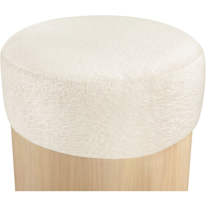 Nimes Cream Velour Fur Fabric Ottoman/Stool