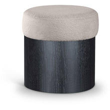 Nimes Beige Velour Fur Fabric Ottoman/Stool