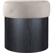 Nimes Beige Velour Fur Fabric Ottoman/Stool
