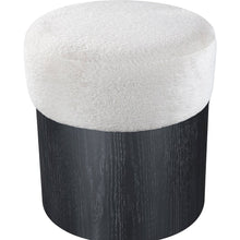 Nimes Cream Velour Fur Fabric Ottoman/Stool