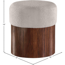 Nimes Beige Velour Fur Fabric Ottoman/Stool