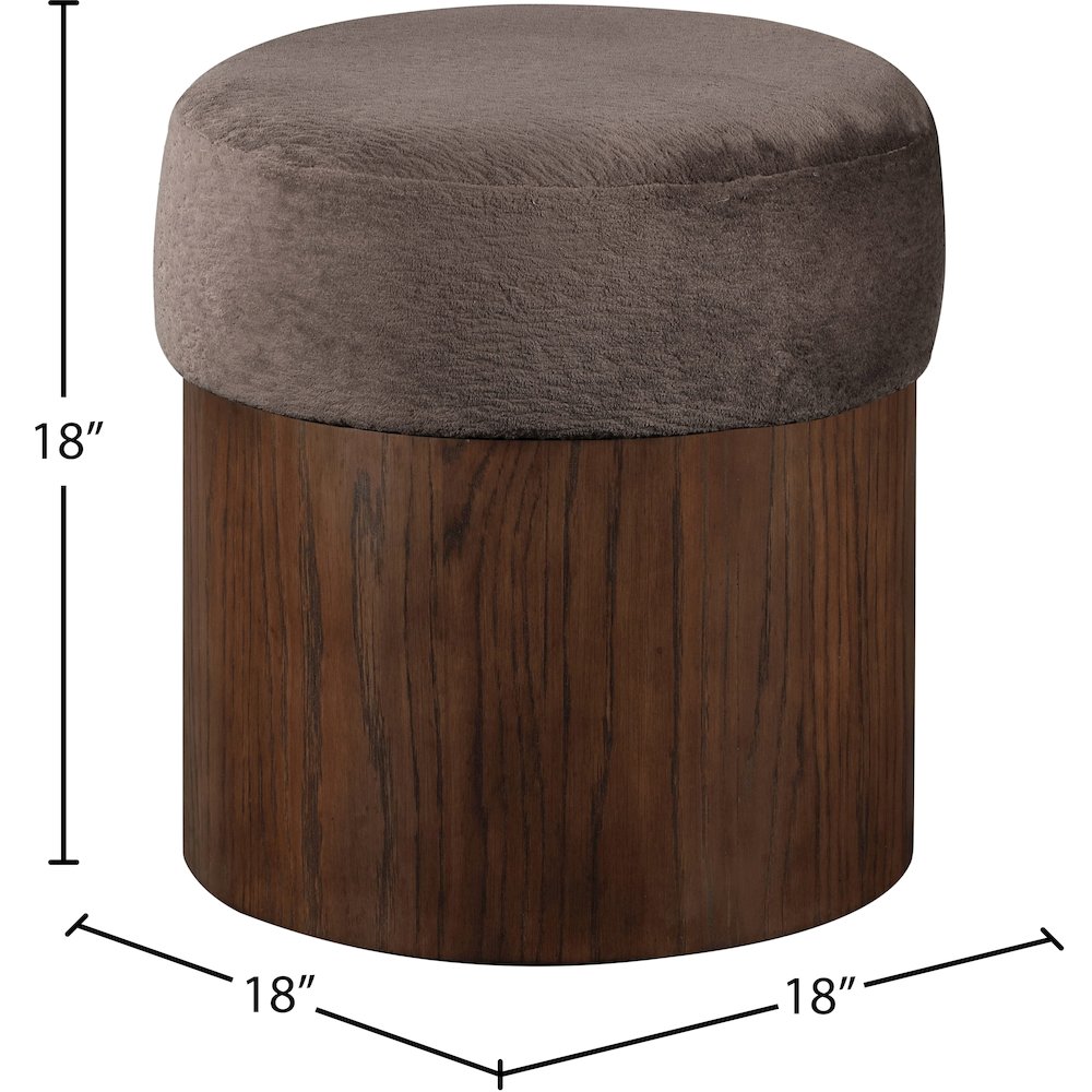 Nimes Brown Velour Fur Fabric Ottoman/Stool