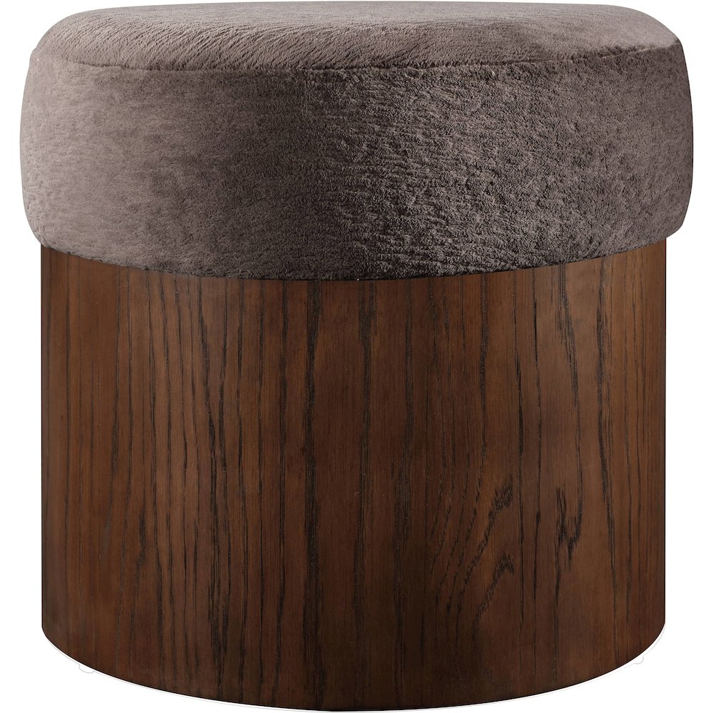 Nimes Brown Velour Fur Fabric Ottoman/Stool