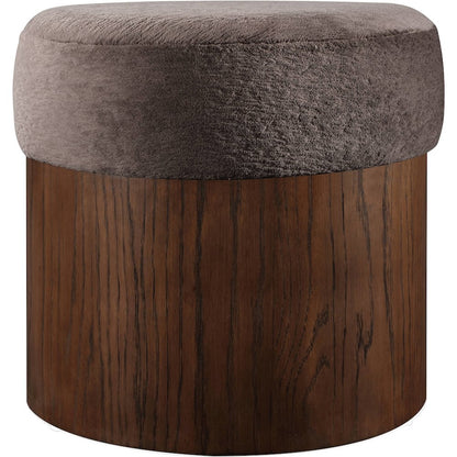 Nimes Brown Velour Fur Fabric Ottoman/Stool