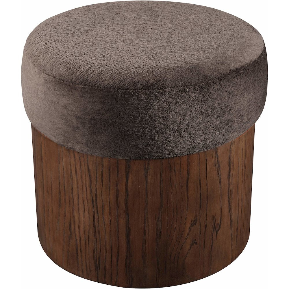 Nimes Brown Velour Fur Fabric Ottoman/Stool