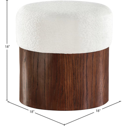 Nimes Cream Velour Fur Fabric Ottoman/Stool