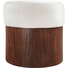 Nimes Cream Velour Fur Fabric Ottoman/Stool