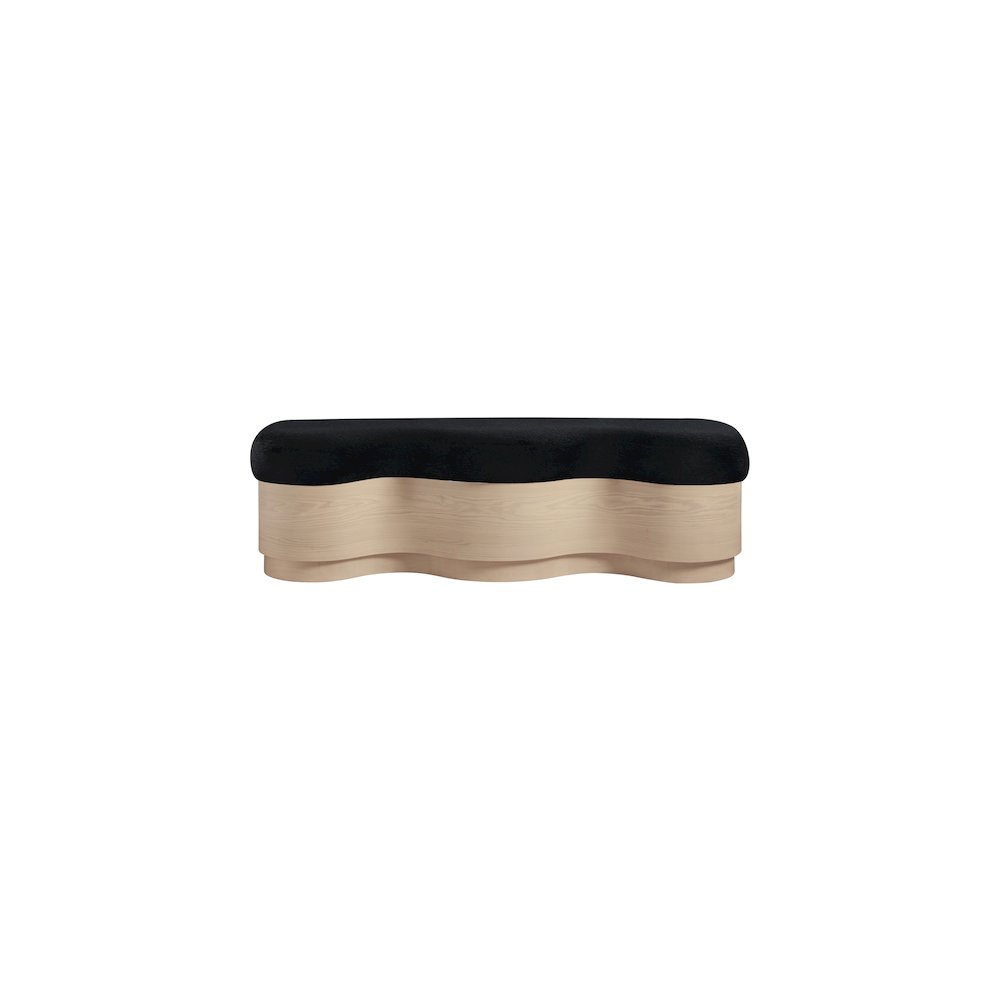 Savoy Black Velour Fur Fabric Bench