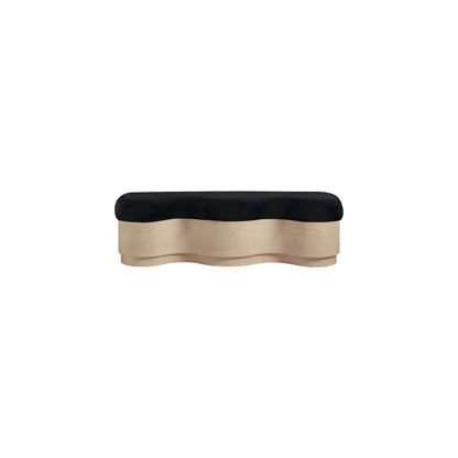 Savoy Black Velour Fur Fabric Bench