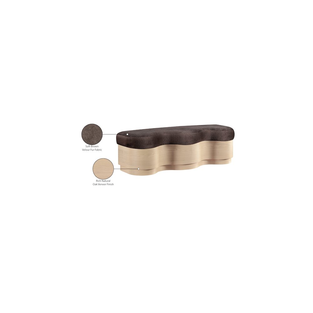 Savoy Brown Velour Fur Fabric Bench