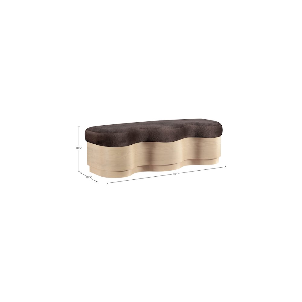 Savoy Brown Velour Fur Fabric Bench