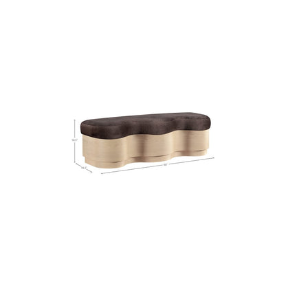 Savoy Brown Velour Fur Fabric Bench