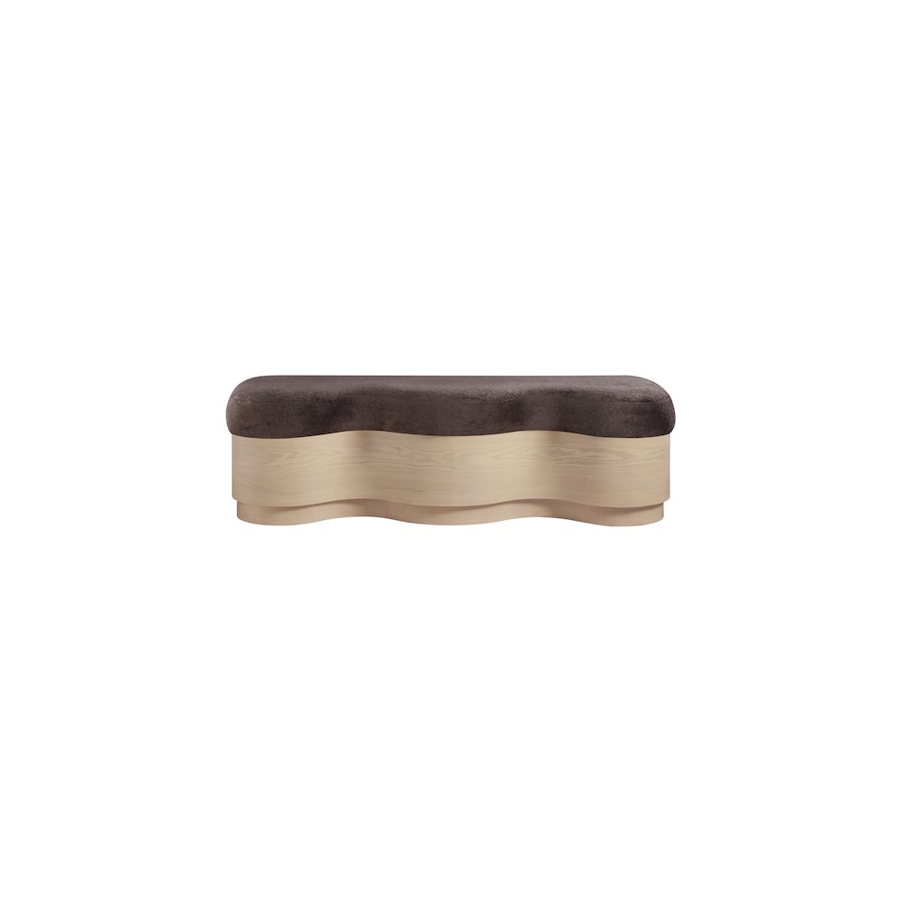 Savoy Brown Velour Fur Fabric Bench