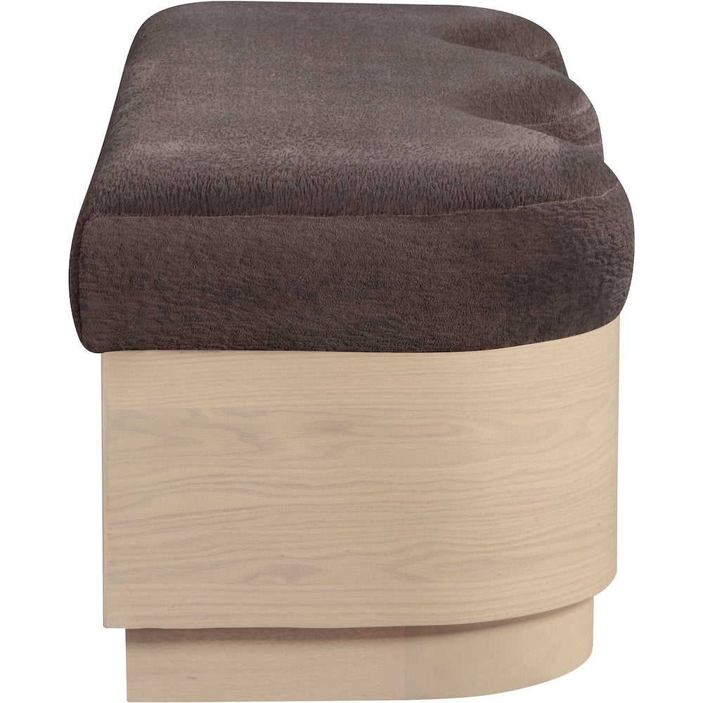Savoy Brown Velour Fur Fabric Bench