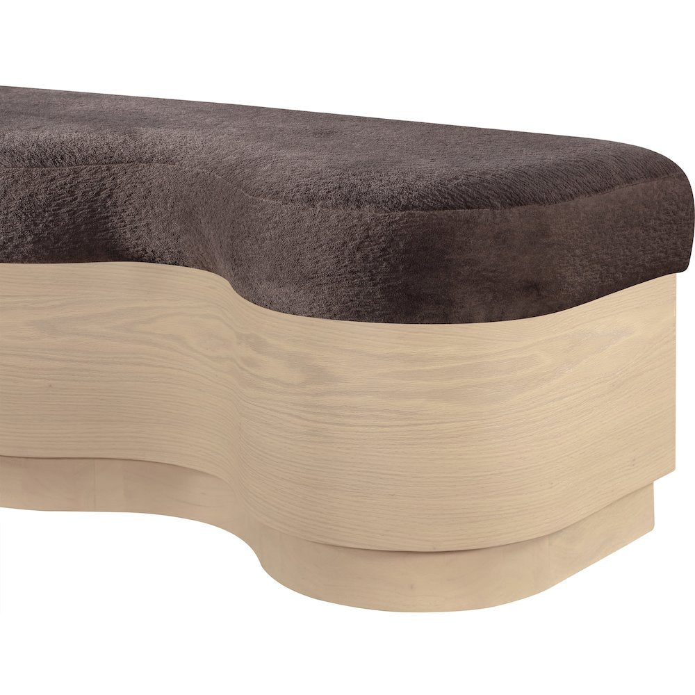 Savoy Brown Velour Fur Fabric Bench