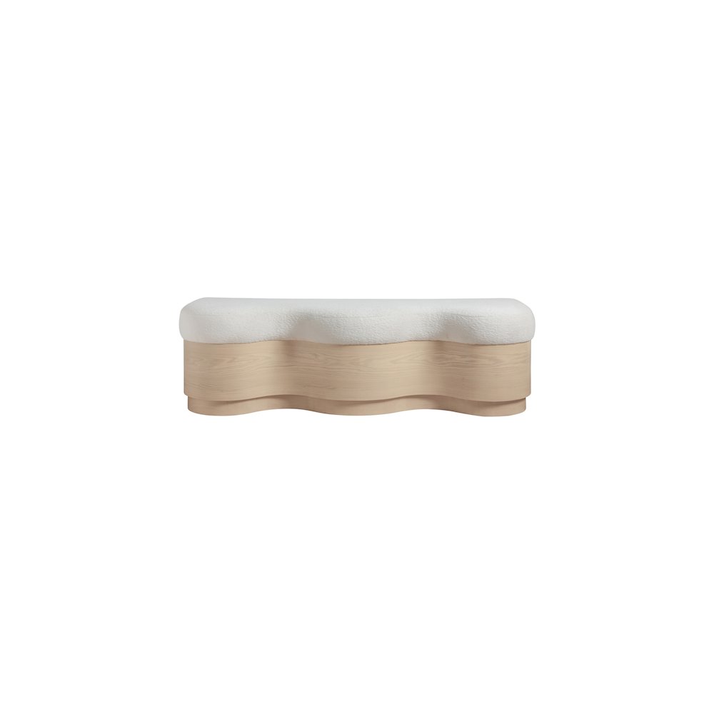 Savoy Cream Velour Fur Fabric Bench