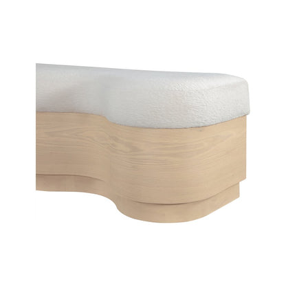Savoy Cream Velour Fur Fabric Bench