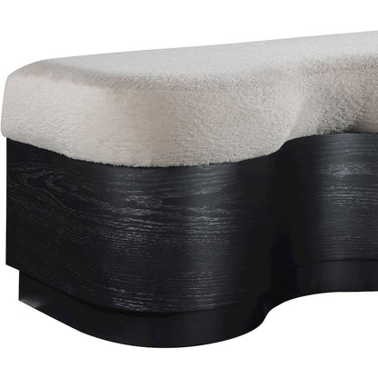 Savoy Beige Velour Fur Fabric Bench