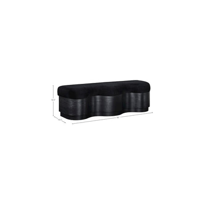 Savoy Black Velour Fur Fabric Bench