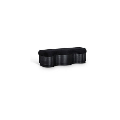 Savoy Black Velour Fur Fabric Bench