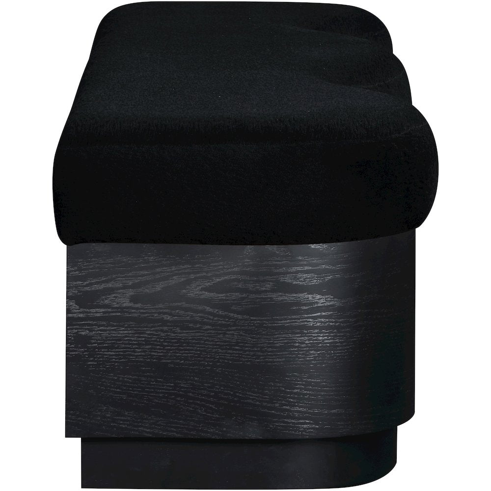 Savoy Black Velour Fur Fabric Bench