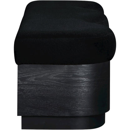 Savoy Black Velour Fur Fabric Bench