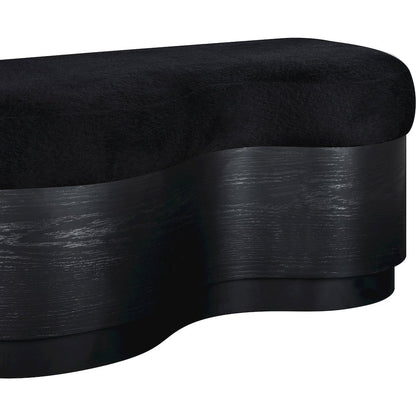 Savoy Black Velour Fur Fabric Bench
