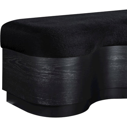 Savoy Black Velour Fur Fabric Bench
