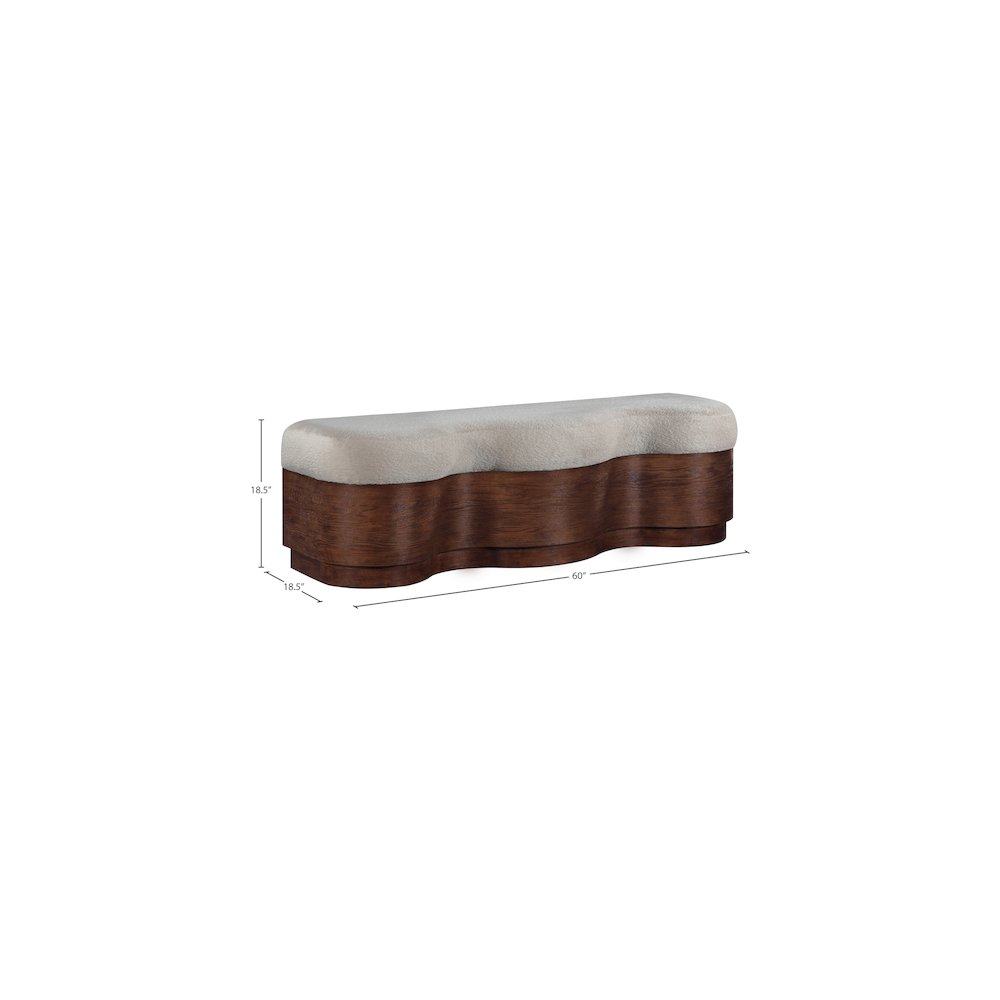Savoy Beige Velour Fur Fabric Bench