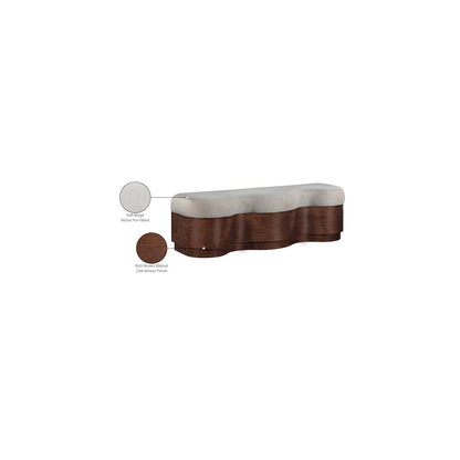 Savoy Beige Velour Fur Fabric Bench