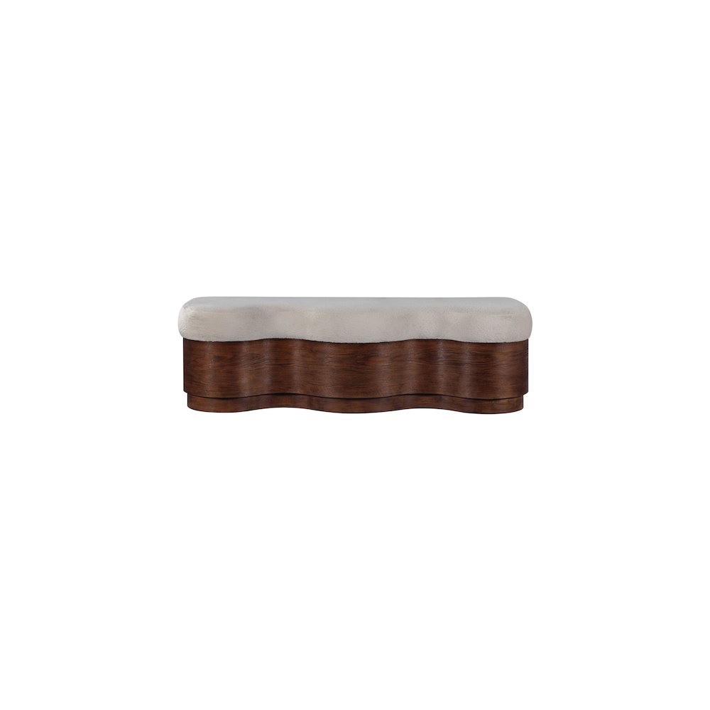 Savoy Beige Velour Fur Fabric Bench