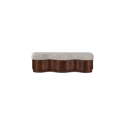 Savoy Beige Velour Fur Fabric Bench