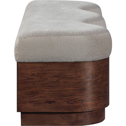 Savoy Beige Velour Fur Fabric Bench