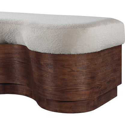 Savoy Beige Velour Fur Fabric Bench