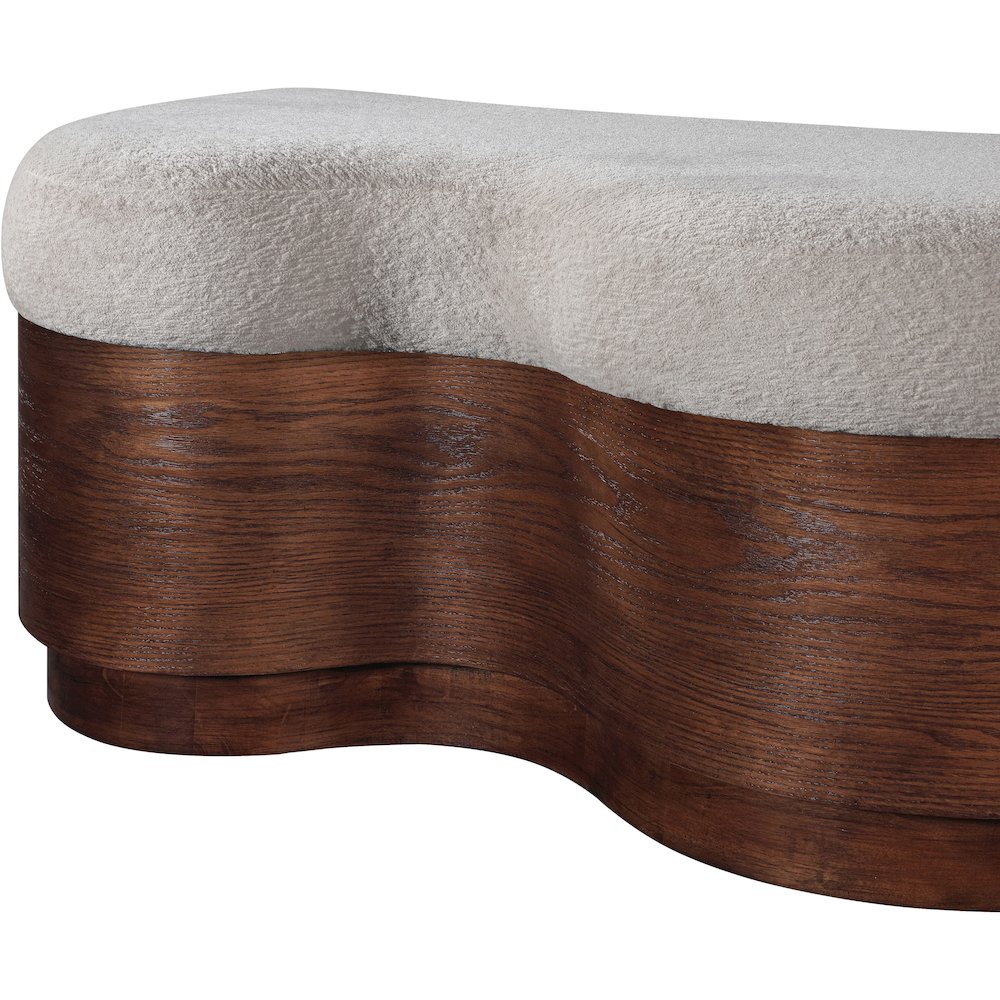Savoy Beige Velour Fur Fabric Bench