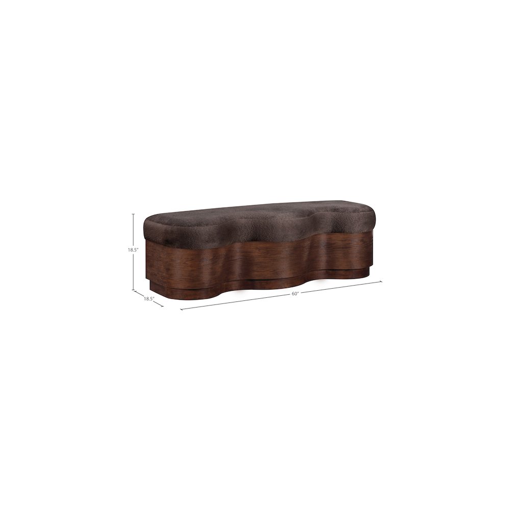 Savoy Brown Velour Fur Fabric Bench