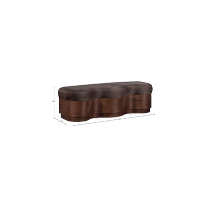 Savoy Brown Velour Fur Fabric Bench