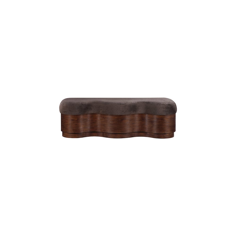 Savoy Brown Velour Fur Fabric Bench