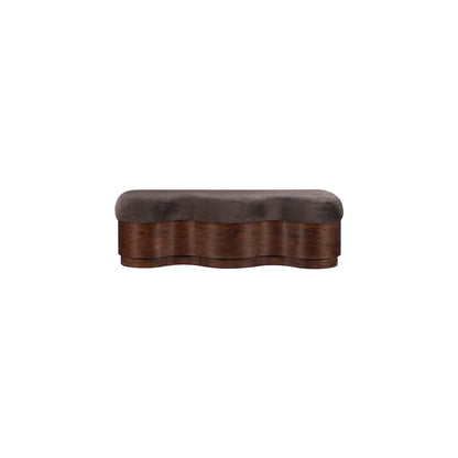 Savoy Brown Velour Fur Fabric Bench