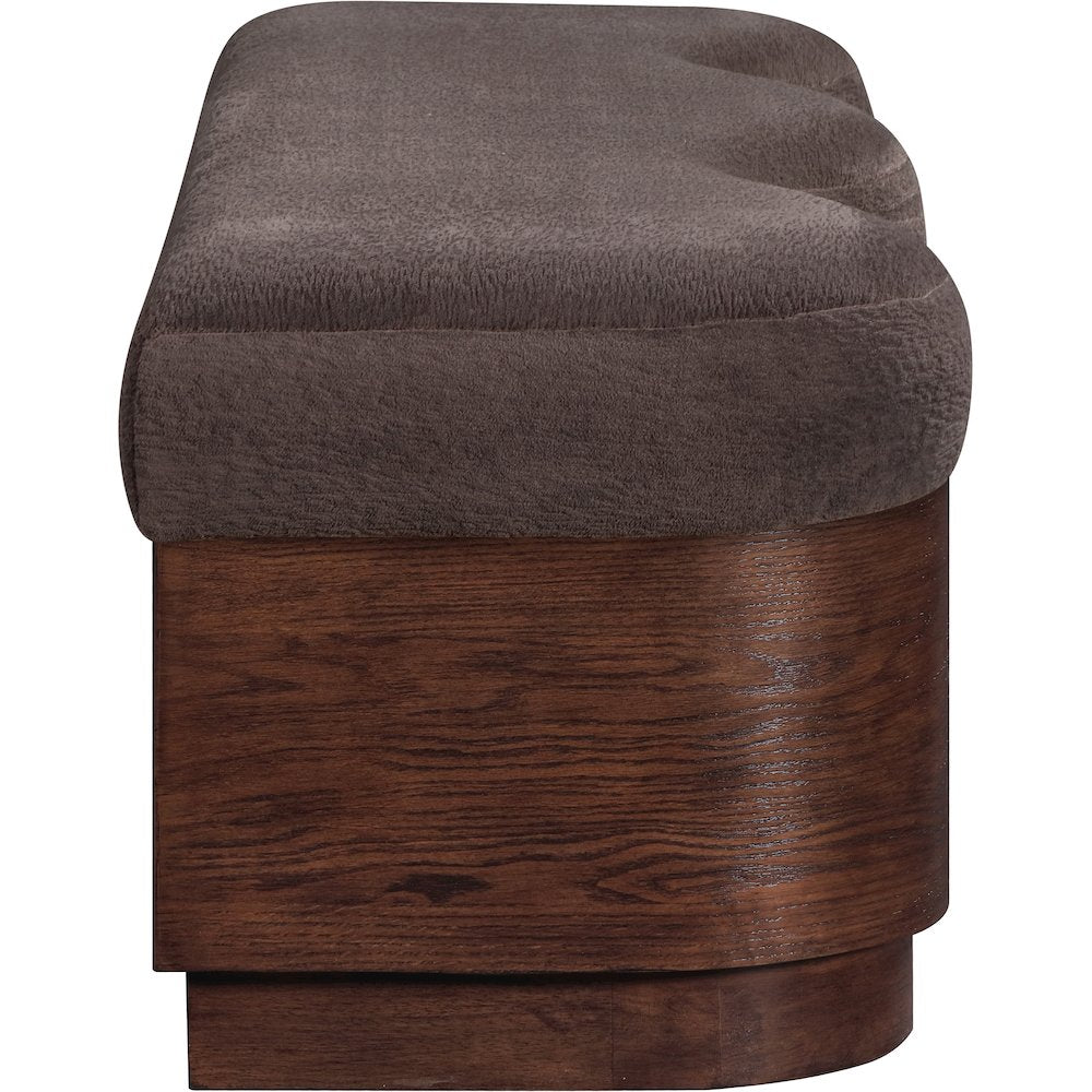 Savoy Brown Velour Fur Fabric Bench